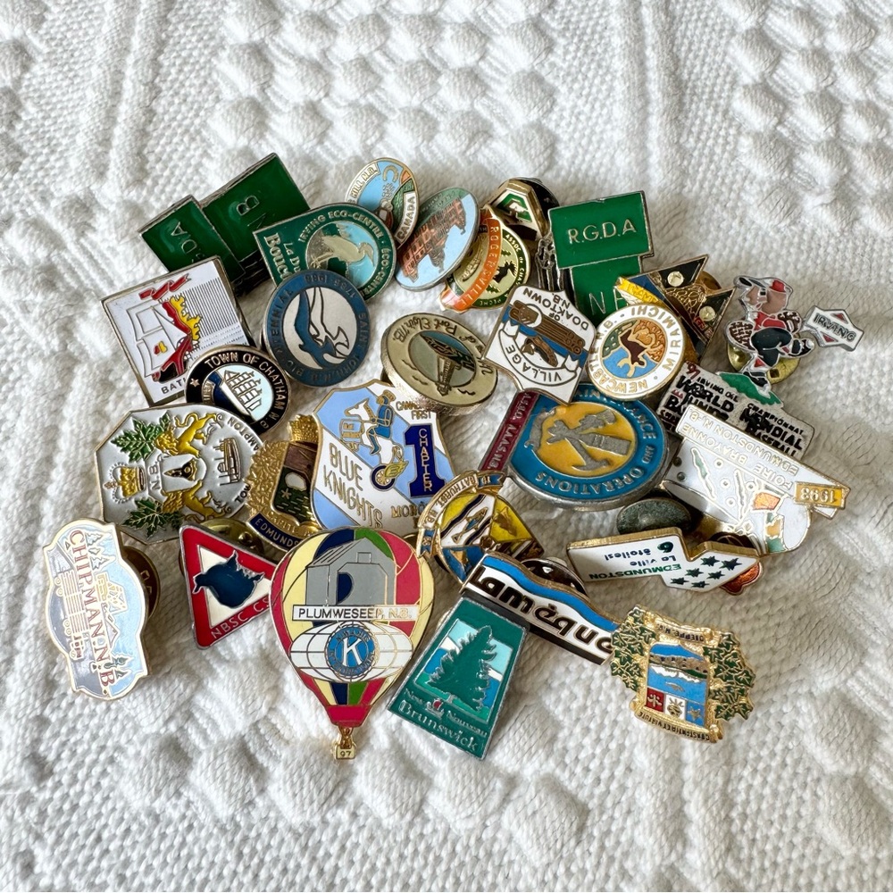 Assorted Vintage Collectible Pins from New Brunswick, Nova Scotia, other